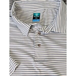 Pro Tour Cool Play Golf Polo Shirt Men's XL White/Gray Stripes Polyester